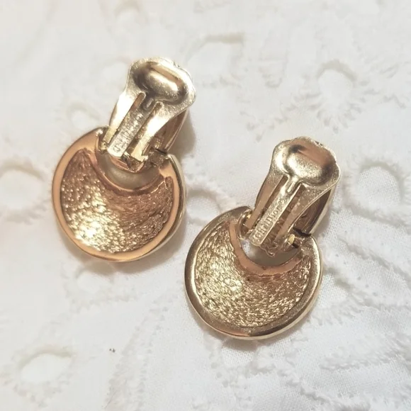Christian Dior Vintage Door Knocker Crystal Earrings - Picture 5 of 6